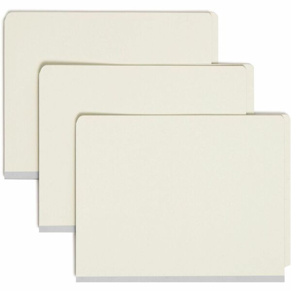 Smead 1/3 Tab Cut Letter Recycled Classification Folder - 8 1/2" x 11" - 3" Expansion - 2 x 2S Fastener(s) - 2" Fastener Capacity for Folder, 1" Fastener Capacity for Divider - End Tab Location - 3 Divider(s) - Pressboard - Gray, Green - 100% Recycled - 10 / Box