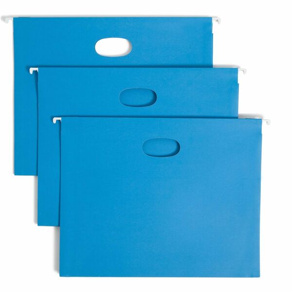 Smead 1/5 Tab Cut Letter Recycled Hanging Folder - 8 1/2" x 11" - 2" Expansion - Top Tab Location - Assorted Position Tab Position - Vinyl - Sky Blue - 10% Recycled - 25 / Box