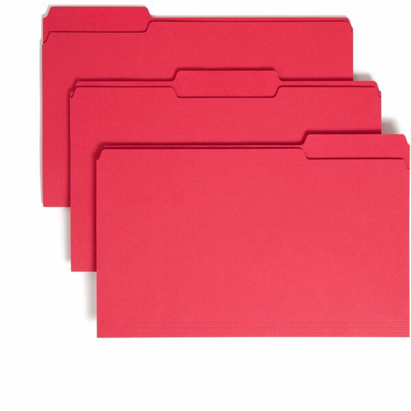 Smead Colored 1/3 Tab Cut Legal Recycled Top Tab File Folder - 8 1/2" x 14" - 3/4" Expansion - Top Tab Location - Assorted Position Tab Position - Orange - 10% Recycled - 100 / Box
