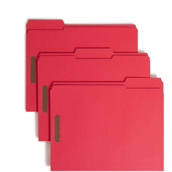 Smead Colored 1/3 Tab Cut Letter Recycled Fastener Folder - 8 1/2" x 11" - 3/4" Expansion - 2 x 2K Fastener(s) - 2" Fastener Capacity for Folder - Top Tab Location - Assorted Position Tab Position - Blue, Green, Red, Yellow - 10% Recycled - 50 / Box