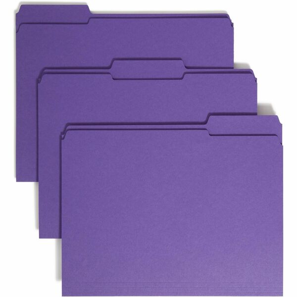 Smead Colored 1/3 Tab Cut Letter Recycled Top Tab File Folder - 8 1/2" x 11" - 3/4" Expansion - Top Tab Location - Assorted Position Tab Position - Blue - 10% Recycled - 100 / Box