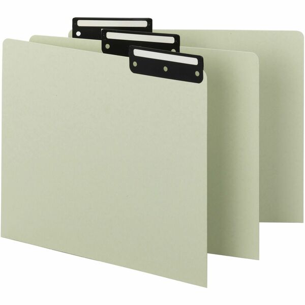 Smead Filing Guides with Blank Tab - Blank Assorted Tab(s) - Letter - Gray Pressboard, Green Divider - Metal Tab(s) - Recycled - 50 / Box
