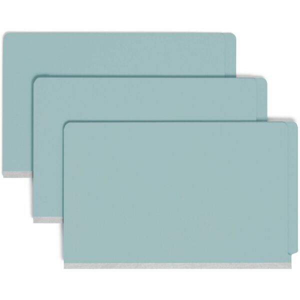 Smead Legal Recycled Classification Folder - 8 1/2" x 14" - 2" Expansion - 2 x 2S Fastener(s) - 2" Fastener Capacity for Folder - End Tab Location - 2 Divider(s) - Pressboard - Blue - 50% Recycled - 10 / Box