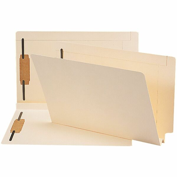 Smead Straight Tab Cut Legal Recycled Fastener Folder - 8 1/2" x 14" - 1 1/2" Expansion - 2 x 2B Fastener(s) - 2" Fastener Capacity for Folder - End Tab Location - Manila - Manila - 10% Recycled - 50 / Box