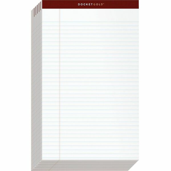 TOPS Docket Gold Legal Ruled White Legal Pads - Legal - 50 Sheets - Double Stitched - 0.34" Ruled - 20 lb Basis Weight - Legal - 8 1/2" x 14" - White Paper - Burgundy Binding - Perforated, Hard Cover, Heavyweight, Bond Paper, Resist Bleed-through, Easy Tear, Sturdy Back, Rigid - 12 / Pack