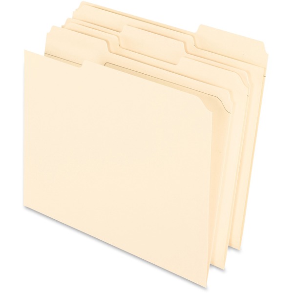 Pendaflex 1/3 Tab Cut Letter Recycled Top Tab File Folder - 8 1/2" x 11" - 3/4" Expansion - Top Tab Location - Assorted Position Tab Position - Manila - Manila - 10% Recycled - 100 / Box