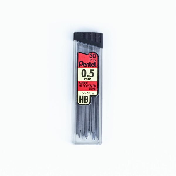 Pentel Super Hi-Polymer Leads - 0.5 mmFine Point - HB - Black - 30 / Tube