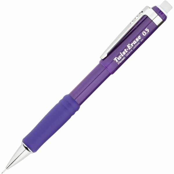 Pentel Twist-Erase III Mechanical Pencils - #2 Lead - 0.5 mm Lead Diameter - Refillable - Black Lead - Violet Barrel - 1 Each