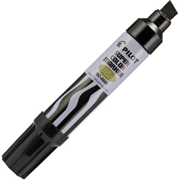 Pilot Jumbo Chisel Felt Tip Permanent Markers - Chisel Marker Point Style - Refillable - Black - White, Black Barrel - 1 Each