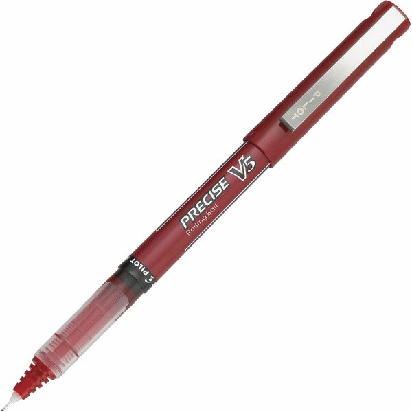 Pilot Precise V5 Extra-Fine Premium Capped Rolling Ball Pens - Extra Fine Pen Point - 0.5 mm Pen Point Size - Red - Red Plastic Barrel - 1 Dozen