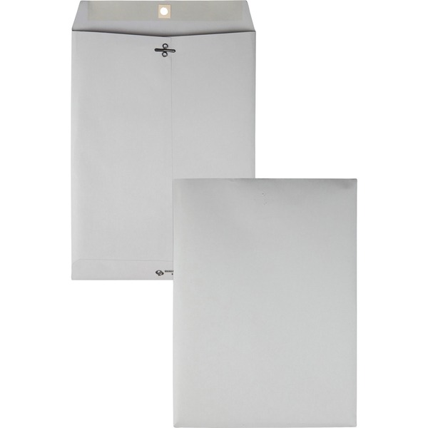 Quality Park 9 x 12 Clasp Envelopes with Deeply Gummed Flaps - Clasp - #90 - 9" Width x 12" Length - 28 lb - Gummed - Kraft - 100 / Box - Gray
