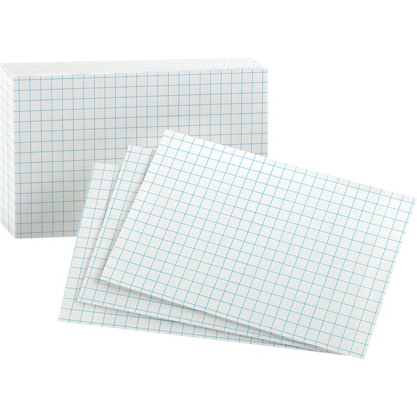 Oxford Graph Index Cards - 3" x 5" - 90 lb Basis Weight - 100 / Pack - Sustainable Forestry Initiative (SFI) - White