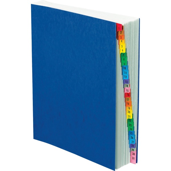 Pendaflex PressGuard Expadable 1-31 Index Desk File - 30 Printed Tab(s) - Digit - 1-30 - 30 Tab(s)/Set - Black, Blue Divider - Multicolor Mylar Tab(s) - Recycled - Moisture Resistant, Reinforced Gusset, Soil Resistant - 1 Each