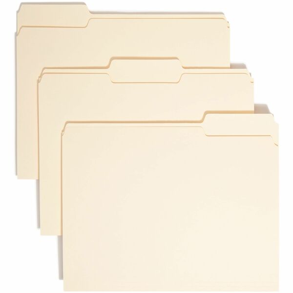 Smead 1/3 Tab Cut Letter Recycled Top Tab File Folder - 8 1/2" x 11" - 3/4" Expansion - Top Tab Location - Assorted Position Tab Position - Manila - 10% Recycled - 5 / Carton