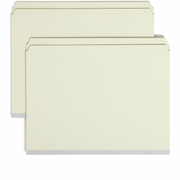 Smead Straight Tab Cut Letter Recycled Top Tab File Folder - 1" Folder Capacity - 8 1/2" x 11" - 1" Expansion - Pressboard - Gray, Green - 100% Recycled - 25 / Box