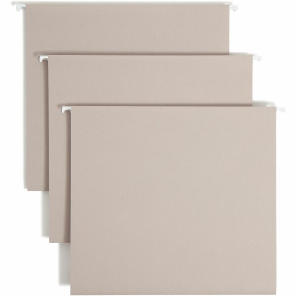 Smead TUFF 1/3 Tab Cut Letter Recycled Hanging Folder - 8 1/2" x 11" - 3" Expansion - Top Tab Location - Assorted Position Tab Position - Steel Gray - 10% Recycled - 18 / Box