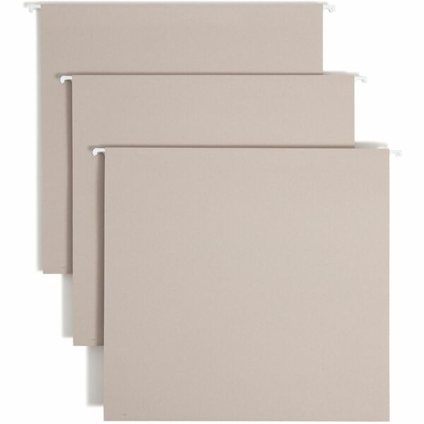 Smead TUFF 1/3 Tab Cut Letter Recycled Hanging Folder - 8 1/2" x 11" - 4" Expansion - Top Tab Location - Assorted Position Tab Position - Steel Gray - 10% Recycled - 18 / Box