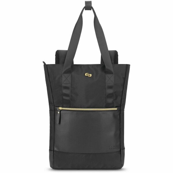Solo PARKER Carrying Case (Tote) for 15.6" Notebook - Classic Black, Gold - Polyster Body - Shoulder Strap, Handle - 16" Height x 15" Width x 4.5" Depth - 1 Each