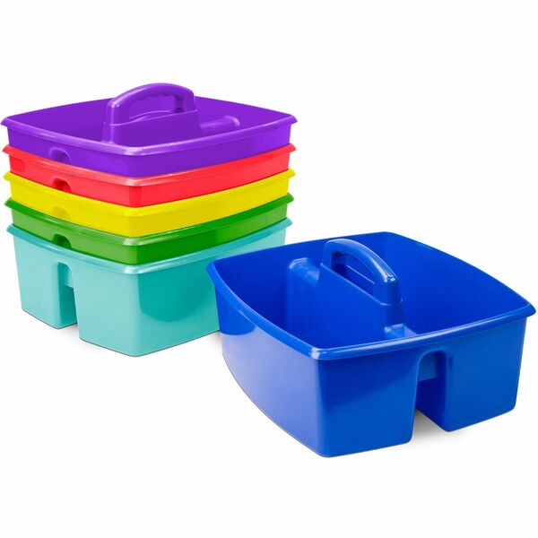 Storex Large Storage Caddy - External Dimensions: 13.2" Length x 11.2" Width x 10.8" Height - Stackable - Plastic - Assorted Bright - For Paint, Marker, Pen - 6 / Carton