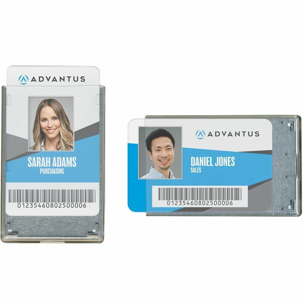 Advantus RFID Blocking Badge Holder - Support 3.38" x 2.13" Media - Vertical, Horizontal - Vinyl - 20 / Pack - Clear - Removable