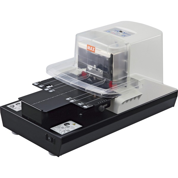 MAX Electronic Stapler - 100 of 80g/m² Paper Sheets Capacity - 0.87" Throat Depth - 1 Each - Black, White