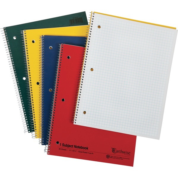 Oxford 3 - Hole Punched Wirebound Notebook - Letter - 80 Sheets - Wire Bound - 15 lb Basis Weight - Letter - 8 1/2" x 11" - White Paper - AssortedKraft Cover - Micro Perforated, Rigid, Subject - Recycled - 1 Each