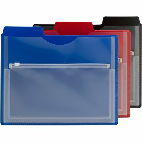 Smead 1/3 Tab Cut Letter Organizer Folder - 8 1/2" x 11" - 1/2" Expansion - 1 Pocket(s) - Blue, Red, Black - 3 / Pack