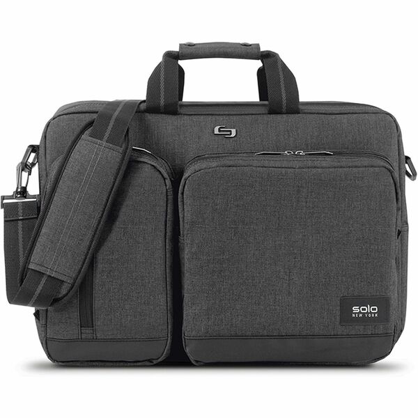 Solo Urban Carrying Case (Briefcase) for 15.6" iPad Notebook - Gray, Black - Damage Resistant - Polyester Body - Handle, Shoulder Strap, Backpack Strap - 12.5" Height x 17" Width x 5" Depth - 1 Each