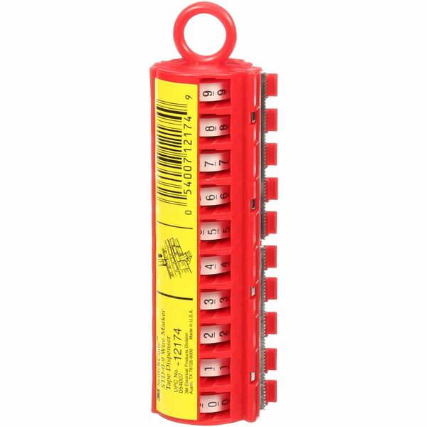 3M ScotchCode Wire Marker Tape Dispenser STD - 0.2" Width x - 1 Each - White, Red, Transparent - Polyester, Acrylic, Plastic