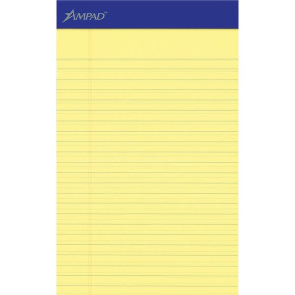 Ampad Perforated Ruled Pads - 50 Sheets - Stapled - 0.28" Ruled - 5" x 8" - Dark Blue Binding - Chipboard Backing, Sturdy Back, Tear Resistant, Perforated - 1 Dozen