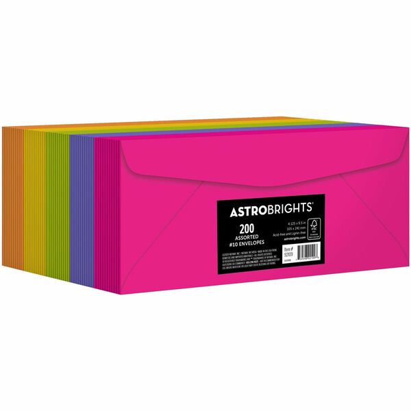 Astrobrights No. 10 Colored Envelopes - Multipurpose - #10 - 24 lb - 200 / Pack - Assorted