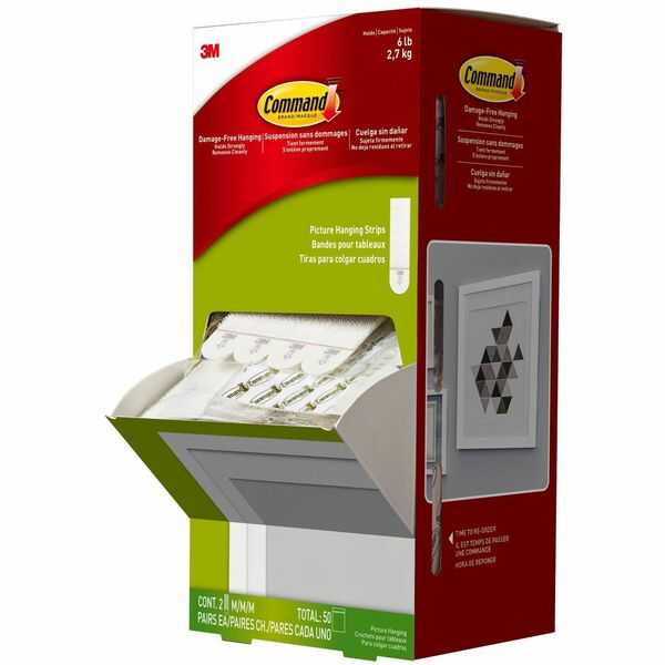 Command Picture Hanging Strips Trial Pack - 3 lb (1.36 kg) Capacity - 0.6" Width - 2.8" Length - for Pictures, Decoration, Art, Pictures - White - 50 / Carton