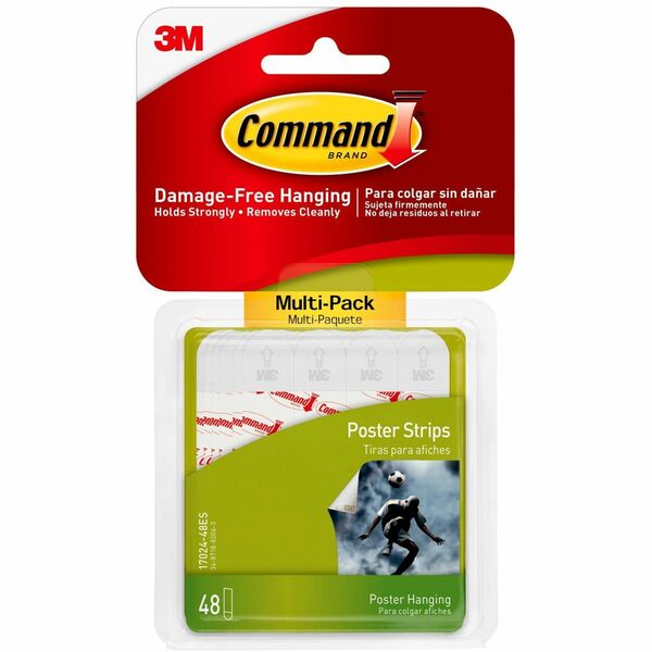 Command Poster Strips - Multi-Pack - 2.75" Length x 0.75" Width - 48 / Pack - White