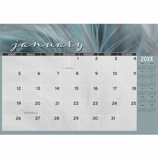 House of Doolittle Recycled Macro View Desk Pad - Desk Size - 12 Month - January 2025 - December 2025 - 1 Month Single Page Layout - 18 1/2" x 13" Sheet Size - Glue Top - Desk Pad - Multi - Paper - Daily Block, Printed, Dated Planning Page - 1 Each