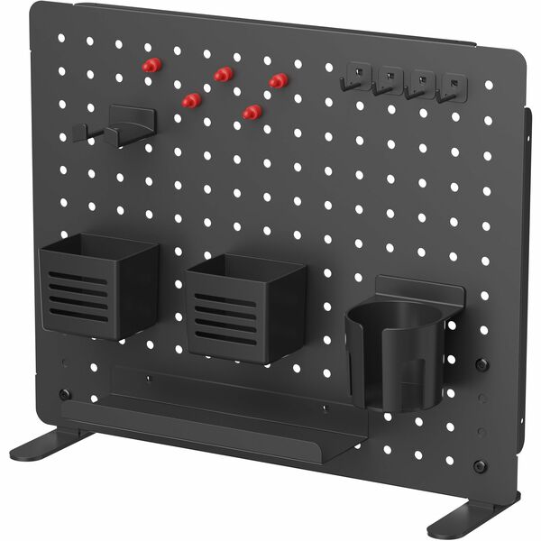 Kantek Pegboard Organizer - 17.4" Height x 21.5" Width x 3.8" DepthUnder Desk, Desktop - Black - Powder Coated Steel, Steel - 1 Each