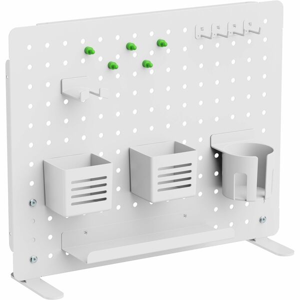 Kantek Pegboard Organizer - 17.4" Height x 21.5" Width x 3.8" DepthUnder Desk, Desktop - White - Powder Coated Steel, Steel - 1 Each