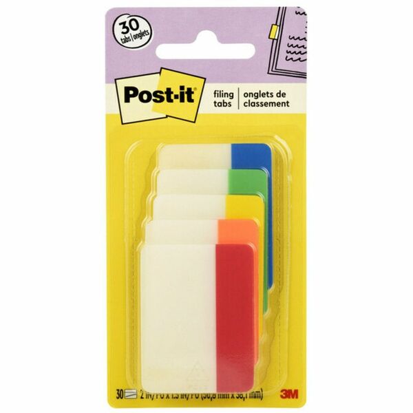 Post-it® Tabs - Write-on Tab(s)2" Tab Width - Red, Orange, Yellow, Green, Blue Tab(s) - Removable, Durable, Repositionable, Customizable, Writable, Wear Resistant, Tear Resistant - 30 / Pack