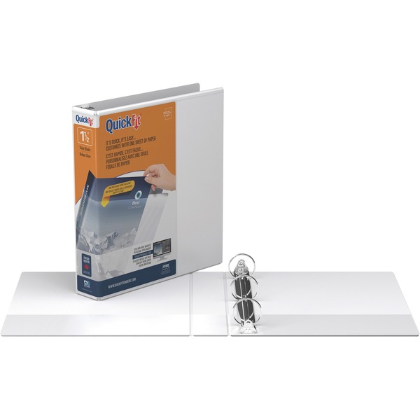 QuickFit Round Ring Unique Binder - 1 1/2" Binder Capacity - Letter - 8 1/2" x 11" Sheet Size - 275 Sheet Capacity - 1.50" Ring - Round Ring Fastener(s) - 2 Internal Pocket(s) - Vinyl - White - Recycled - Print-transfer Resistant, Exposed Rivet, PVC-free - 1 Each