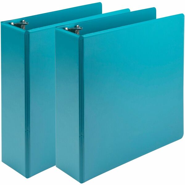 Samsill Earth's Choice Plant-based View Binders - 3" Binder Capacity - Letter - 8 1/2" x 11" Sheet Size - 3 x Round Ring Fastener(s) - 2 Pocket(s) - Chipboard, Polypropylene, Plastic - Turquoise - Recycled - Durable, Clear Overlay, Non-glare, PVC-free, Non-stick - 2 / Pack