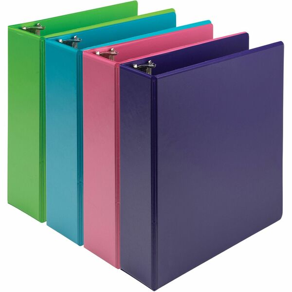 Samsill Earthchoice Durable View Binder - 3" Binder Capacity - Letter - 8 1/2" x 11" Sheet Size - 550 Sheet Capacity - 3" Ring - 3 x Round Ring Fastener(s) - 2 Internal Pocket(s) - Chipboard - Assorted - Recycled - Bio-based, Durable, Clear Overlay, Flexible - 4 / Pack