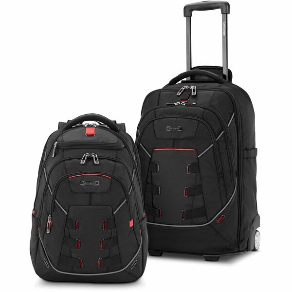 Samsonite Tectonic Nutech Carrying Case Rugged (Backpack) for 11" to 17" Notebook, Tablet, Water Bottle, Umbrella, Card, Accessories - Black - Water Resistant, Drop Resistant - 1680D Ballistic Polyester Body - Shoulder Strap - 19.1" Height x 8.7" Width x 13.2" Depth