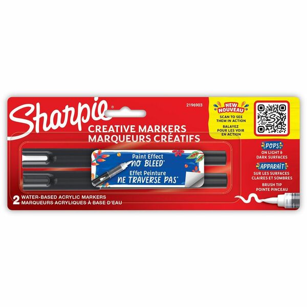 Sharpie Creative Markers - Brush Marker Point Style - Assorted Acrylic Based, Water Based Ink - 2 / Pack