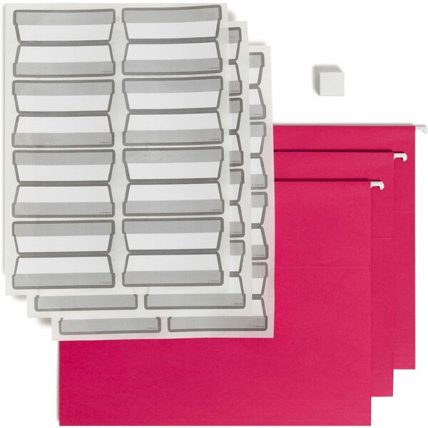 Smead Protab® Filing System with 20 Letter Size Hanging File Folders, 24 ProTab 1/3-Cut Tab labels, and 1 eraser (64197) - Red - 20 / Box