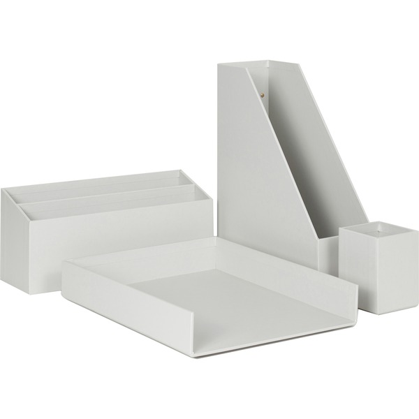 U Brands 4 Piece Desk Organization Kit - 4.1" Height x 9.8" Width12" Lengthsktop - Sturdy, Lightweight - Gray - Chipboard, Paper - 1 Each
