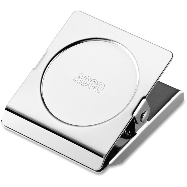 ACCO Square Large Magnetic Clip - Large - 2.3" Length - 1.13" Size Capacity - Magnetic, Rust Resistant - 1Each - Silver - Metal, Chrome