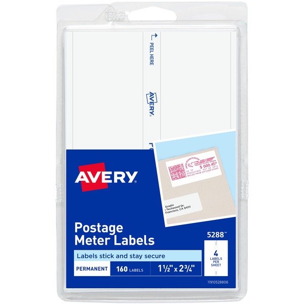 Avery® Address Label - 1 1/2" Width x 2 3/4" Length - Permanent Adhesive - Rectangle - White - Paper - 4 / Sheet - 40 Total Sheets - 160 Total Label(s) - 160 / Pack