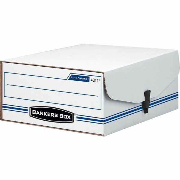 Bankers Box Liberty Binder-Pak Binder Storage Box - Internal Dimensions: 9.13" Width x 11.38" Depth x 4.38" Height - External Dimensions: 9.8" Width x 11.9" Depth x 4.8" Height - Ring Lock Closure - Corrugated Paper - White, Blue - For Check, Voucher Slip, Document - Recycled - 1 Each