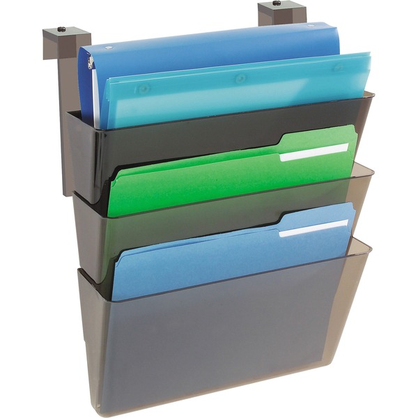 Deflecto Stackable DocuPocket for Partition Walls - 3 Pocket(s) - 3 Compartment(s) - 7" Height x 13" Width x 4" Depth - Smoke - Plastic - 3 / Set