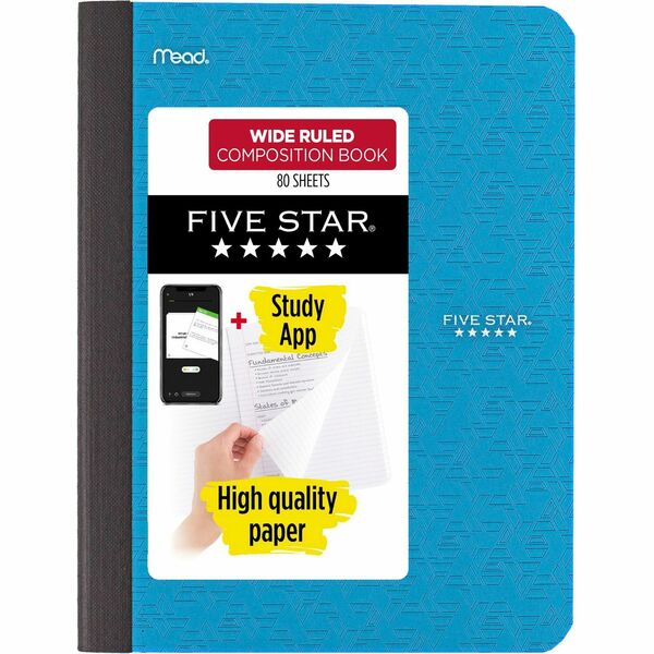 Mead Wide Ruled Composition Book - 80 Sheets - Sewn - Wide Ruled Margin - 7 1/2" x 9 3/4" - AssortedPlastic Cover - Double Sided Sheet, Durable, Smooth, Snag Resistant - 1 Each