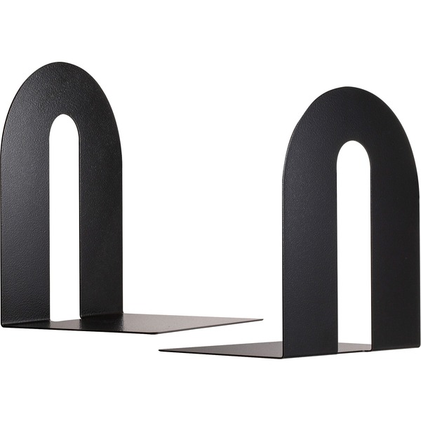 Officemate Heavy-Duty Bookends - 10" Height, Desktop - Non-skid Base, Chip Resistant, Non-slip, Scratch Resistant - Enamel - Black - Steel - 2 / Pair